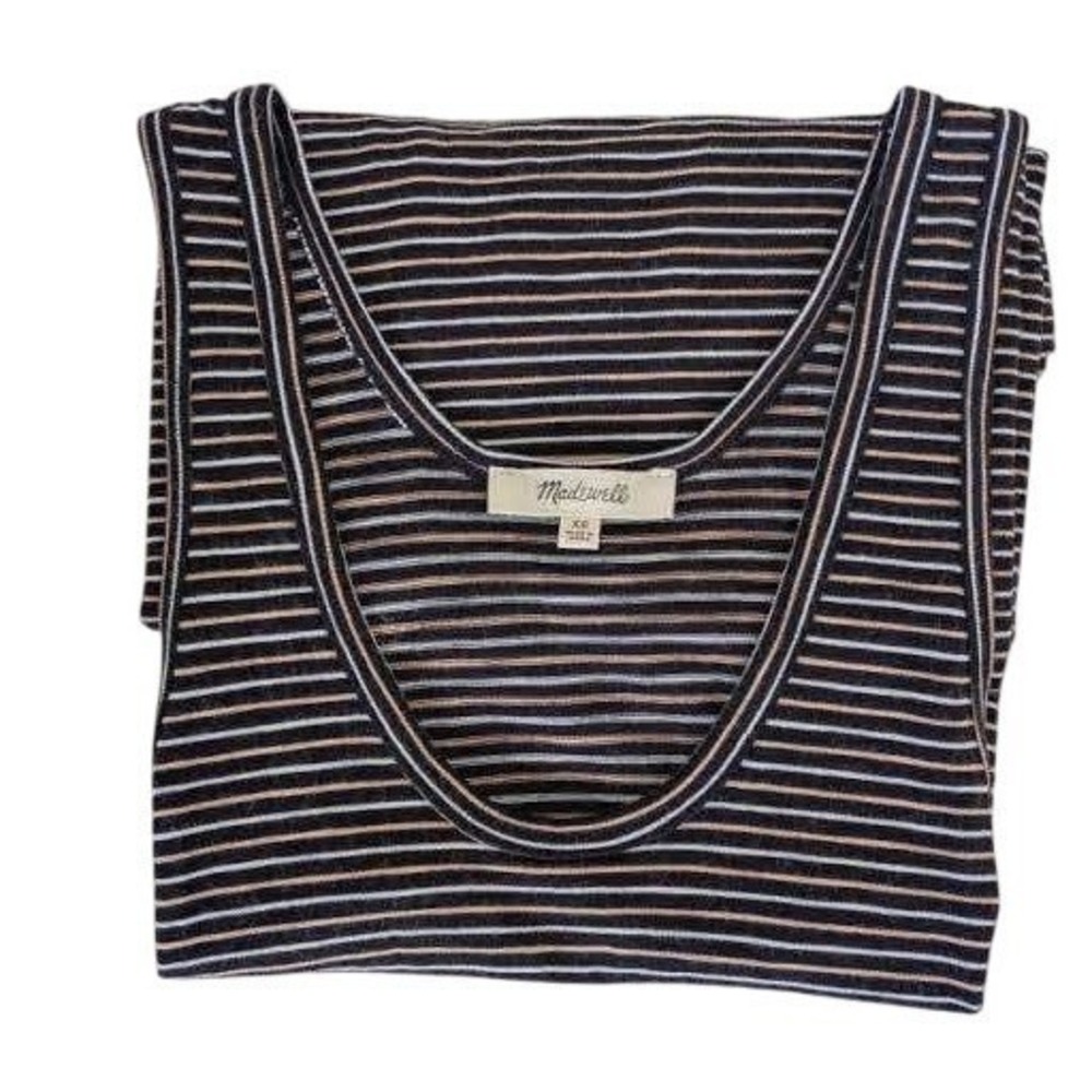 MADEWELL Striped Tank Dress S Black White Sleeveless Cotton‎ Casual NWOT Coastal - Picture 3 of 8